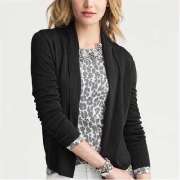 Banana Republic Silk Cashmere Black Cardigan Sweater - Picture 1 of 8